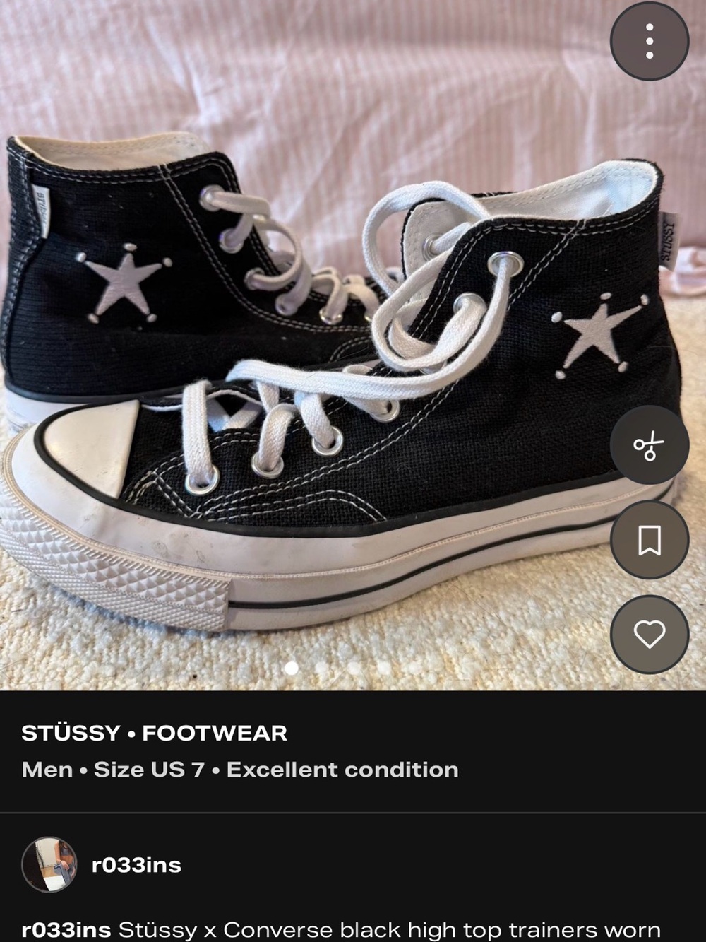 Study Black High-Top Canvas Sneakers with Star Logo